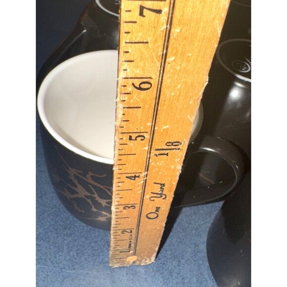 Set Of 7 Stone + Lain Black & Gold Marble Porcelain Coffee Mugs Dishwasher Safe - Picture 5 of 6